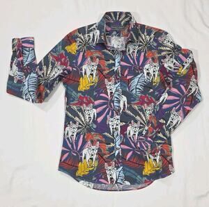 Paisley & Gray Shirt Men's Small Slim Fit 15 Long Sleeve Bulldog Print NWOT